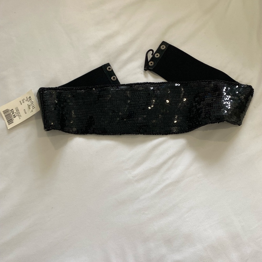 Black sequinned cummerbund-style belt